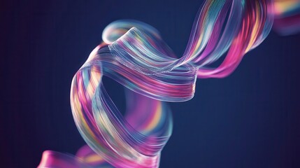 Colorful abstract waves intertwining in a dynamic flow against a dark background