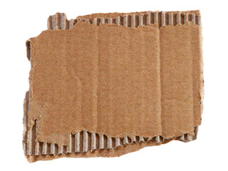 Pieces of torn or cut brown cardboard isolated design element on transparent background.