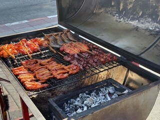 Thai street food, grilled chicken.