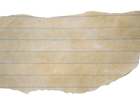 Pieces of notebook paper with white old torn or cut lines. Design elements isolated on transparent background.