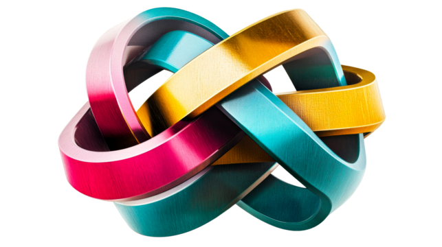 Intertwined bands knot, cut out transparent