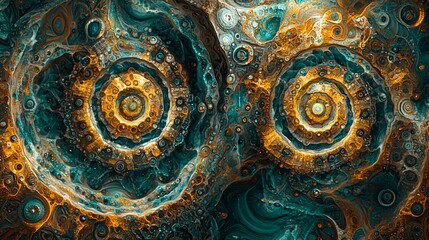 Brilliant blue and yellow abstract background featuring intricate fractal patterns and dramatic contrast that captivates the imagination of viewers