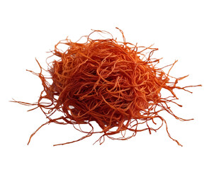 Naklejka premium Delicate Saffron Threads, A Macro Exploration of Culinary Spice Texture and Color, Revealing the Fine Filaments and Rich Aroma of this Precious Ingredient in Detail