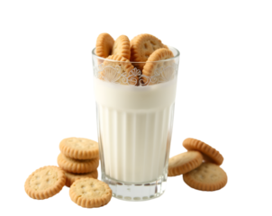 Delicious indulgence a stack of crispy crackers paired with a glass of creamy beverage offering a delightful treat for any time of the day or as a simple snack
