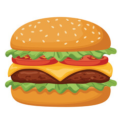 2D flat vector illustration hamburger isolated on a white background. 