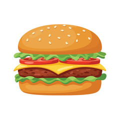 2D flat vector illustration hamburger isolated on a white background. 