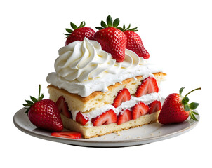 Delicious Strawberry Shortcake Slice with Creamy Whipped Topping, a Decadent Dessert Photography Showcasing Layers of Sweetness and Fresh Berry Delight