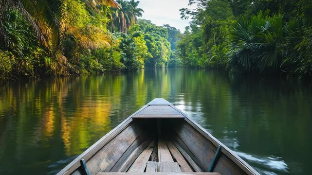 Serene River Journey Through Lush Amazon Rainforest