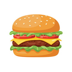 2D flat vector illustration hamburger isolated on a white background. 