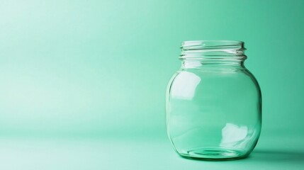 Empty Glass Jar on Aqua Background Ideal for Mockups or Product Displays