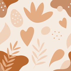 Seamless pattern with flowers and leaves.  A beautiful abstract floral seamless pattern.