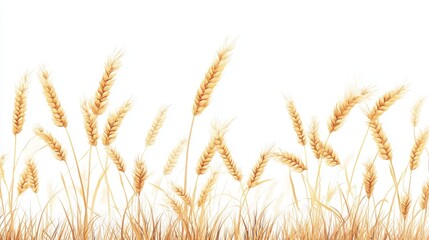 Obraz premium Wheat stalks on a white background. Great for designs, easy to cut out. Everything is in focus. 