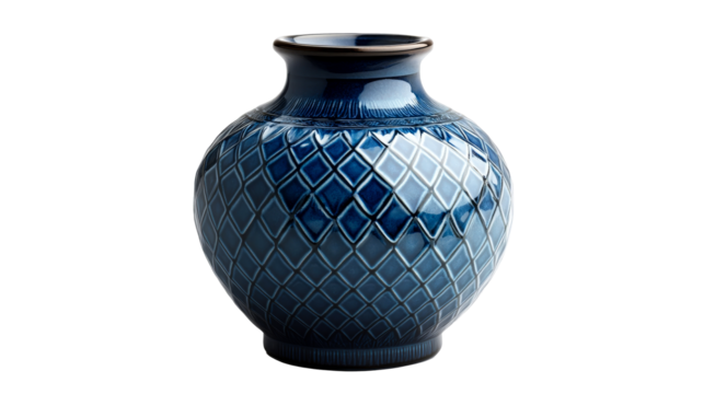 Dark blue patterned vase, cut out transparent