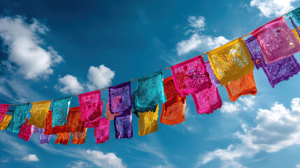 Cinco de Mayo Banner Decor with Traditional Mexican Papel Picado