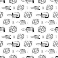 kitchen utensil pattern. kitchenware seamless pattern. doodle kitchen background