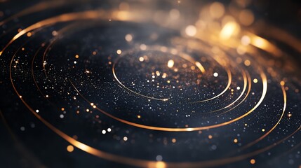Obraz premium A circle of gold and black with a lot of sparkles