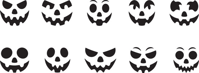 Halloween Pumpkin Face Silhouettes Scary, silhouette, vector illustration