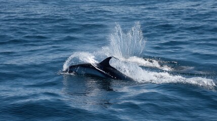 Fototapeta premium Bottlenose Dolphin Breach: Oceanic Splash