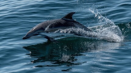 Naklejka premium Dolphin Leaping from the Ocean Waves