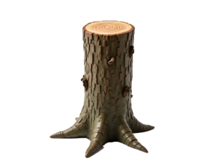 Detailed image showcasing a carved tree trunk resembling a totem pole, perfect for illustrating concepts of nature, woodcraft, and cultural artifacts with an isolated setting