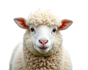 Obraz premium Detailed Portrait of a Charming Farm Sheep with Soft, Puffy Wool, Showcasing the Beauty of Rural Life and the Serene Nature of Farm Animals in High Resolution