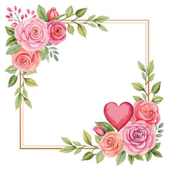 Happy anniversary day Corner frame with watercolor