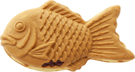 Delicious Taiyaki Fish Shaped Waffle Cookie with Sweet Red Bean Paste Filling