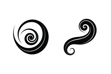 Swirling Black Ornate Shapes Artistic Vector Design Elements On White Background