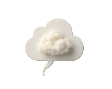 Dreamy Cloud Concept, A White, Fluffy Cloud Nestled in a Cloud-Shaped Frame Against a Minimalist, Isolated Backdrop Evokes Softness and Serenity, Ideal for Creative Projects