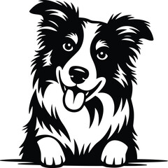 Border Collie Dog Black Silhouette Vector Graphic.