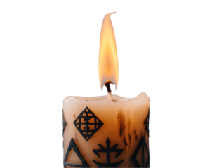 Eerie Illumination, A Close-Up of a Burned-Out Candle Adorned with Mystical Symbols Casting a Spellbinding Glow, Evoking a Sense of Mystery and Intrigue