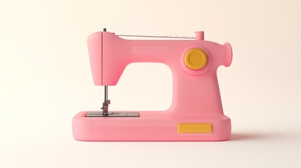 Pink sewing machine on neutral background