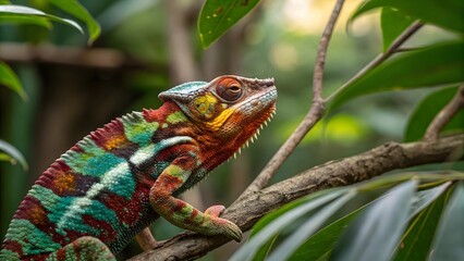 Fototapeta premium Panther Chameleon on Branch