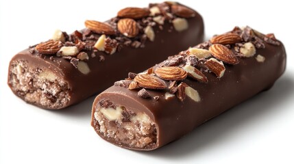 Two chocolate-covered almond bars