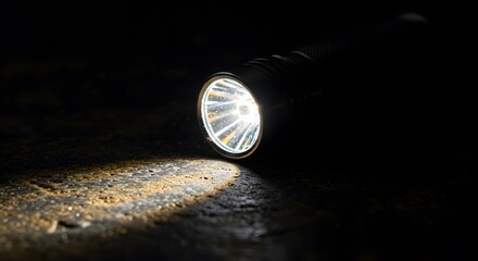 flashlight on a black background