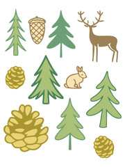 Green Forest Nature, Forest Tree Set