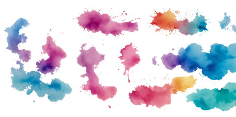 Set of colorful abstract watercolor splash brush strokes vector background. Colors watercolor paint stains vector texture background.