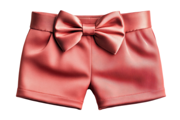 Adorable coral shorts with a big satin bow perfect for a special occasion stylish and on transparent background