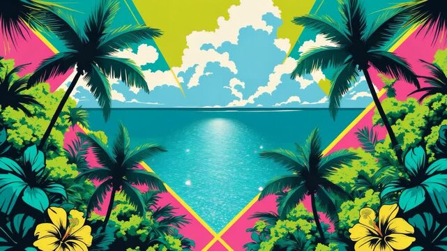 Overview from above of a tropical utopia with clear water and foliage.