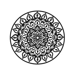 Intricate mandala design black and white vector illustration for coloring page and decoration art work