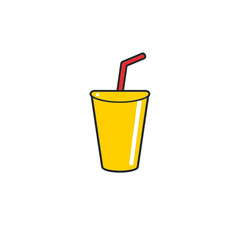 Yellow drink in cup with straw illustration for summer refreshment and beverage related designs and creative projects
