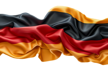 Realistyczna fotografia wysokiej jakości przedstawiająca niemiecką flagę narodową z bogatymi teksturami i żywymi kolorami