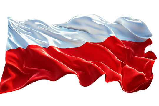 Powiewająca Flaga Polski na Przezroczystym Tle &ndash; Realistyczna Tkanina i Narodowe Barwy
