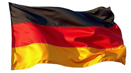 Vibrant German Flag Waving in the Air with Rich Colors and Dynamic Movement