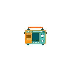 Vintage portable radio vector illustration retro boombox music player isolated on white background design