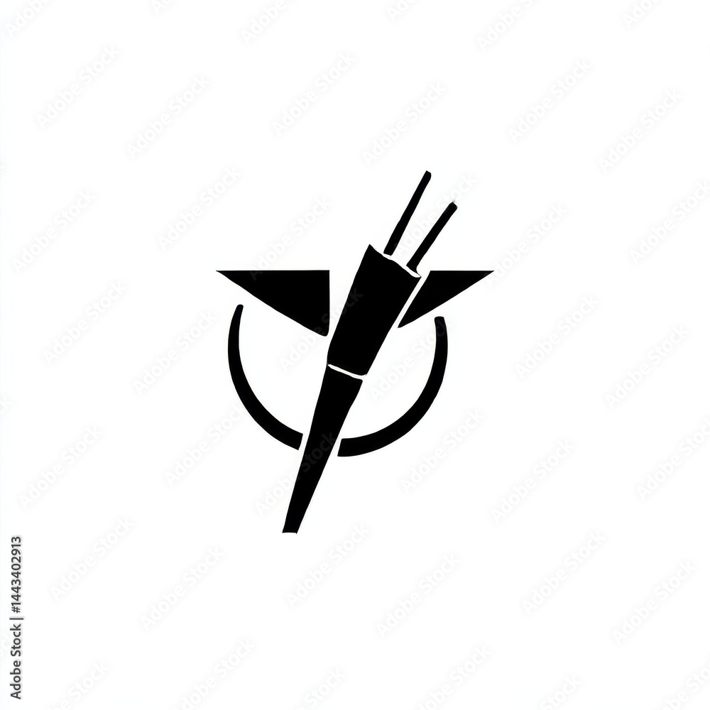 Poster Abstract Black Symbol of a Tipped Arrow with a Half Circle and Triangle Silhouette Graphic Design 