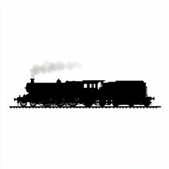 old train silhouette , black and white illustration isolated on white background