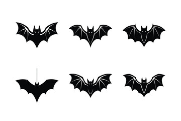 Delicate Hanging Bat Silhouette Vector Illustration
