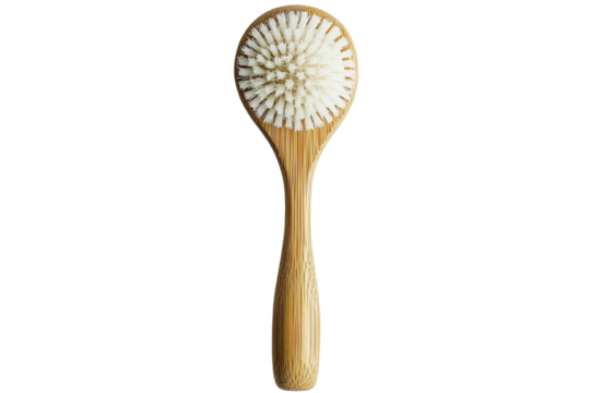 Eco Friendly Bamboo Back Scrubber Brush with Soft Bristles on Black Background perfect for on transparent background