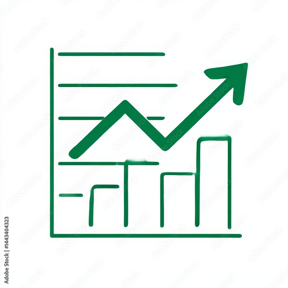 Aufkleber green graph showing positive trend and increasing bars: a visual representation of growth